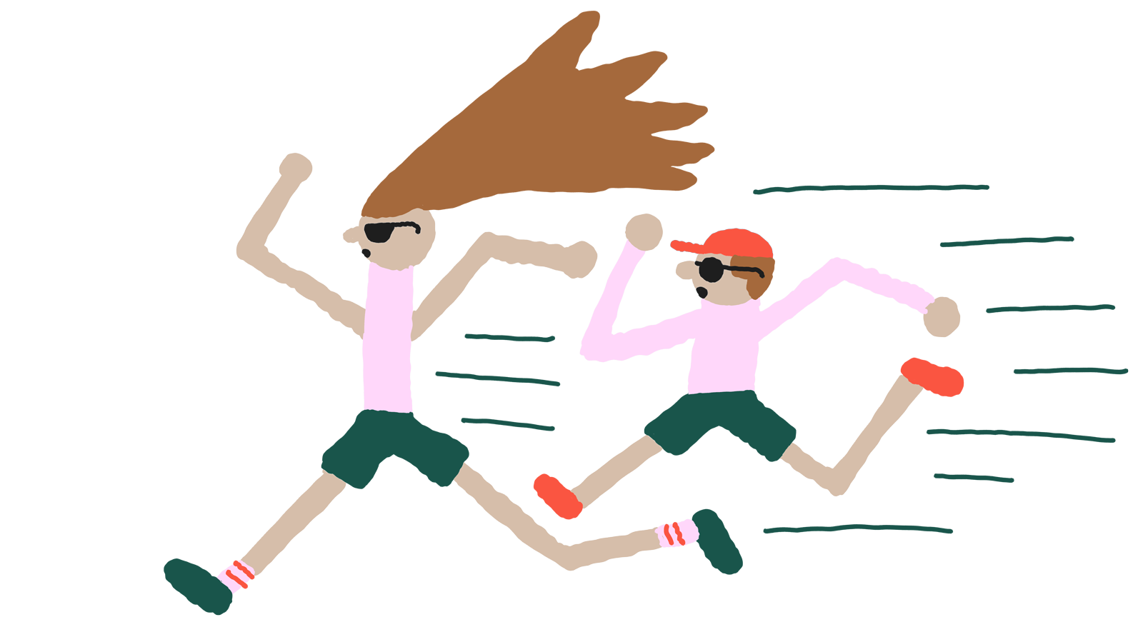 drawinf of a parent running with his child