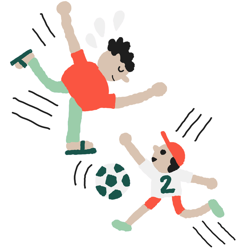 Illustration d'un enfant qui joue au soccer avec son père